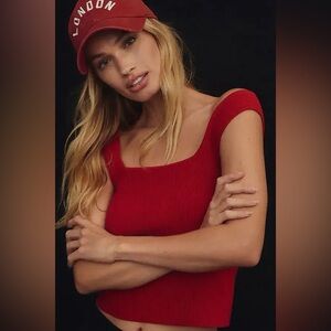 Reformation Red RibbedSweater Tank Top